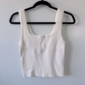 Abercrombie and Fitch Ottoman Ribbed Square Neck Tank in White, Size S